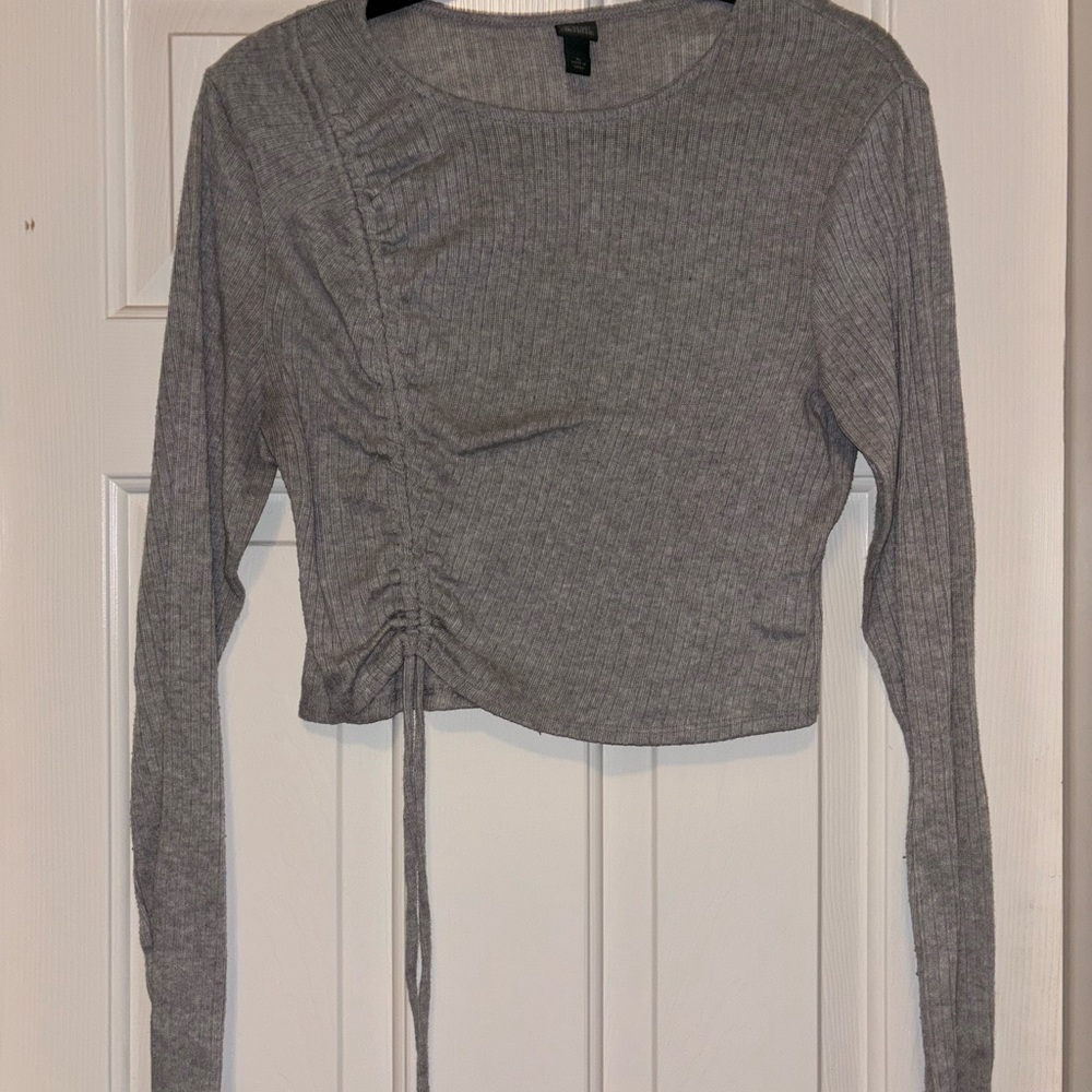 Wild Fable Gray Ribbed Crop Top